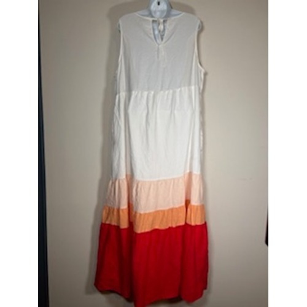 Ava & Viv Maxi Dress White Colorblock Tiered Sleeveless Summer Party Boho 1X - Picture 5 of 8